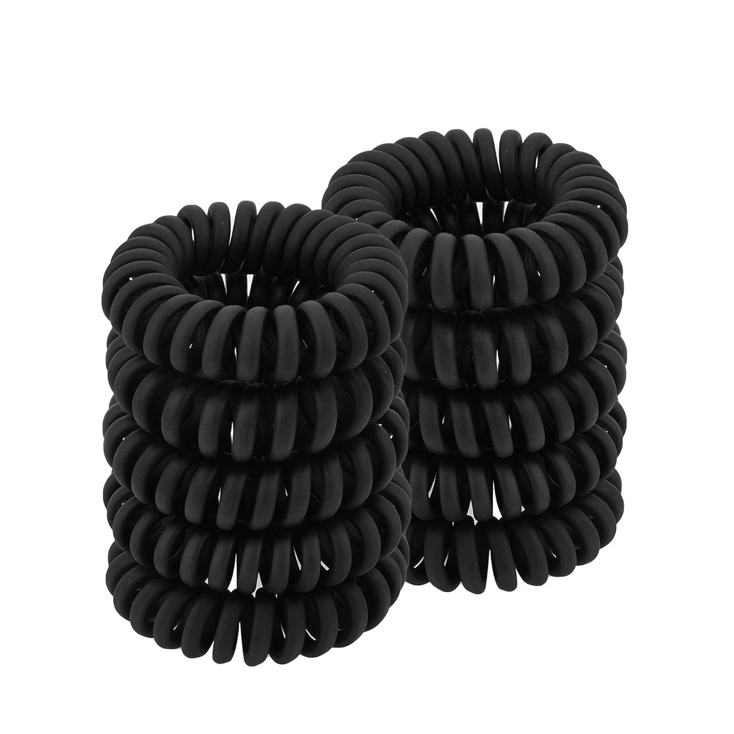 Matte Spiral Hair Ties (Black,10 Pcs), Coil Hair Ties for
