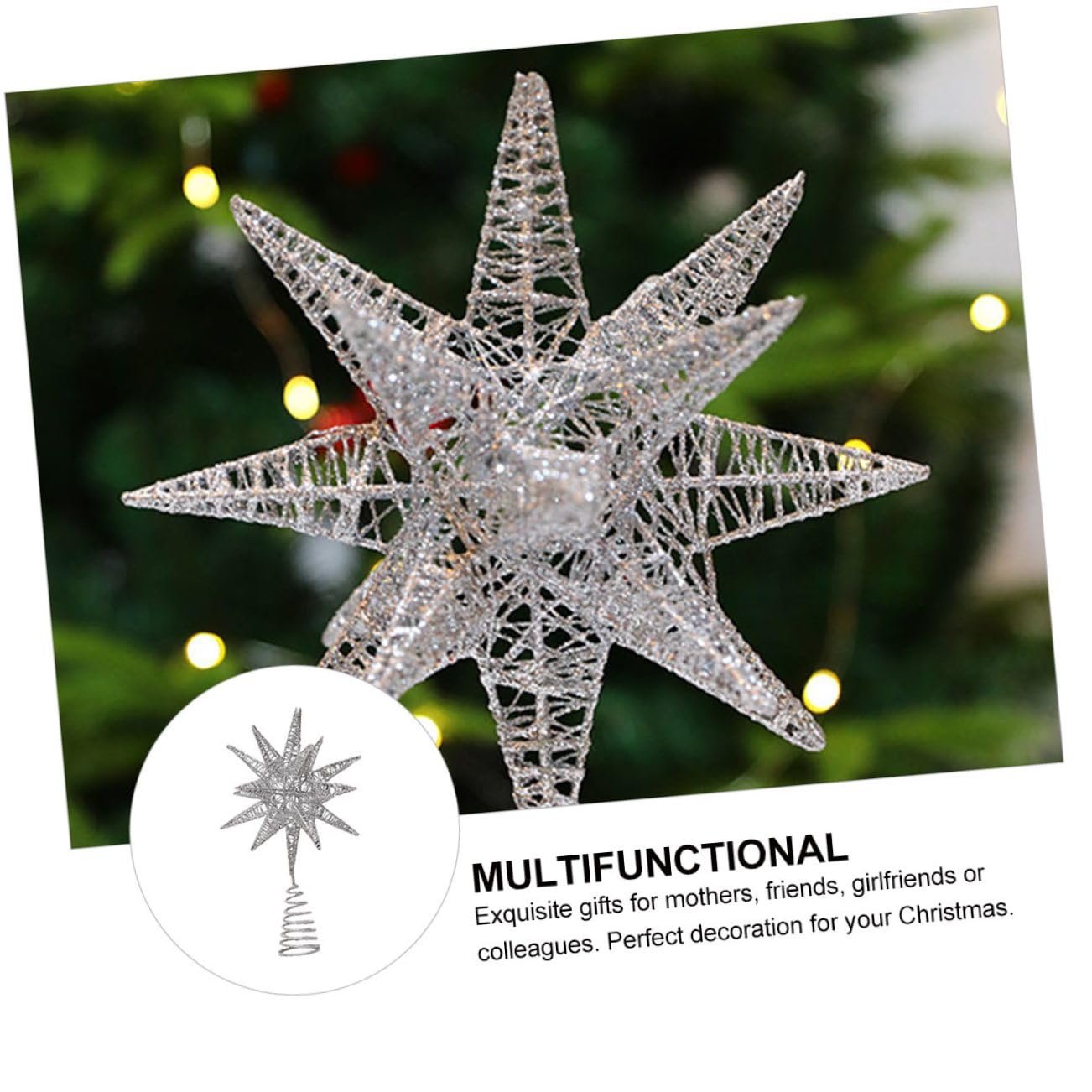 Decorazione A Forma Di Stella in Ferro Battuto Ornamenti Per Lalbero Di Natale Ciondolo Per Albero Di Natale in Argento Decorazione Durevole Per Feste Casa E Ufficio