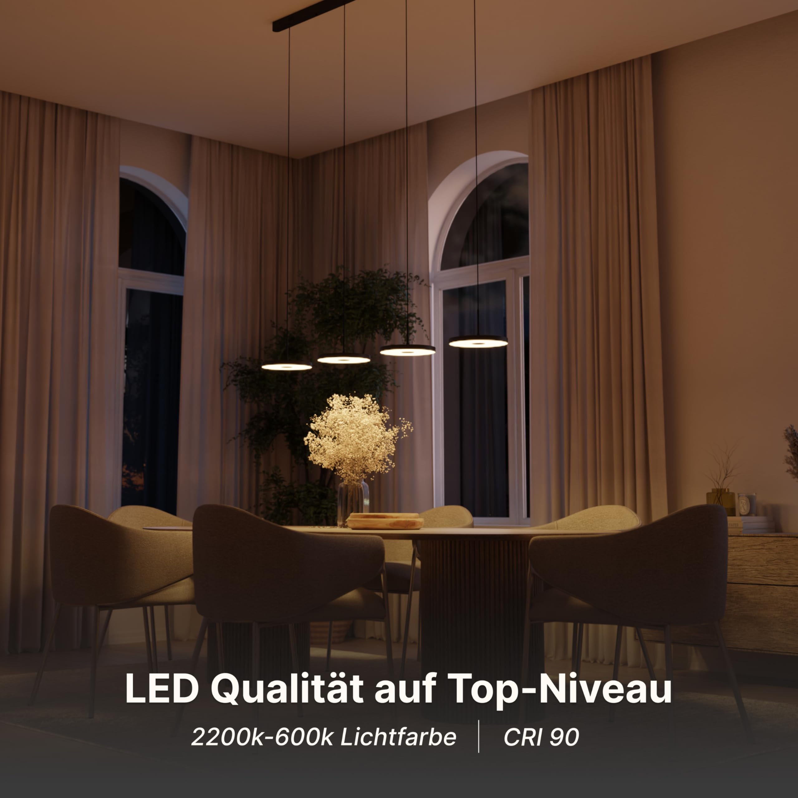 Dimmbare Pendelleuchte 'Evanos', LED Deckenleuchte, moderne Hängelampe Esstisch Wohnzimmer Smart Home Alexa Google Home Tuya