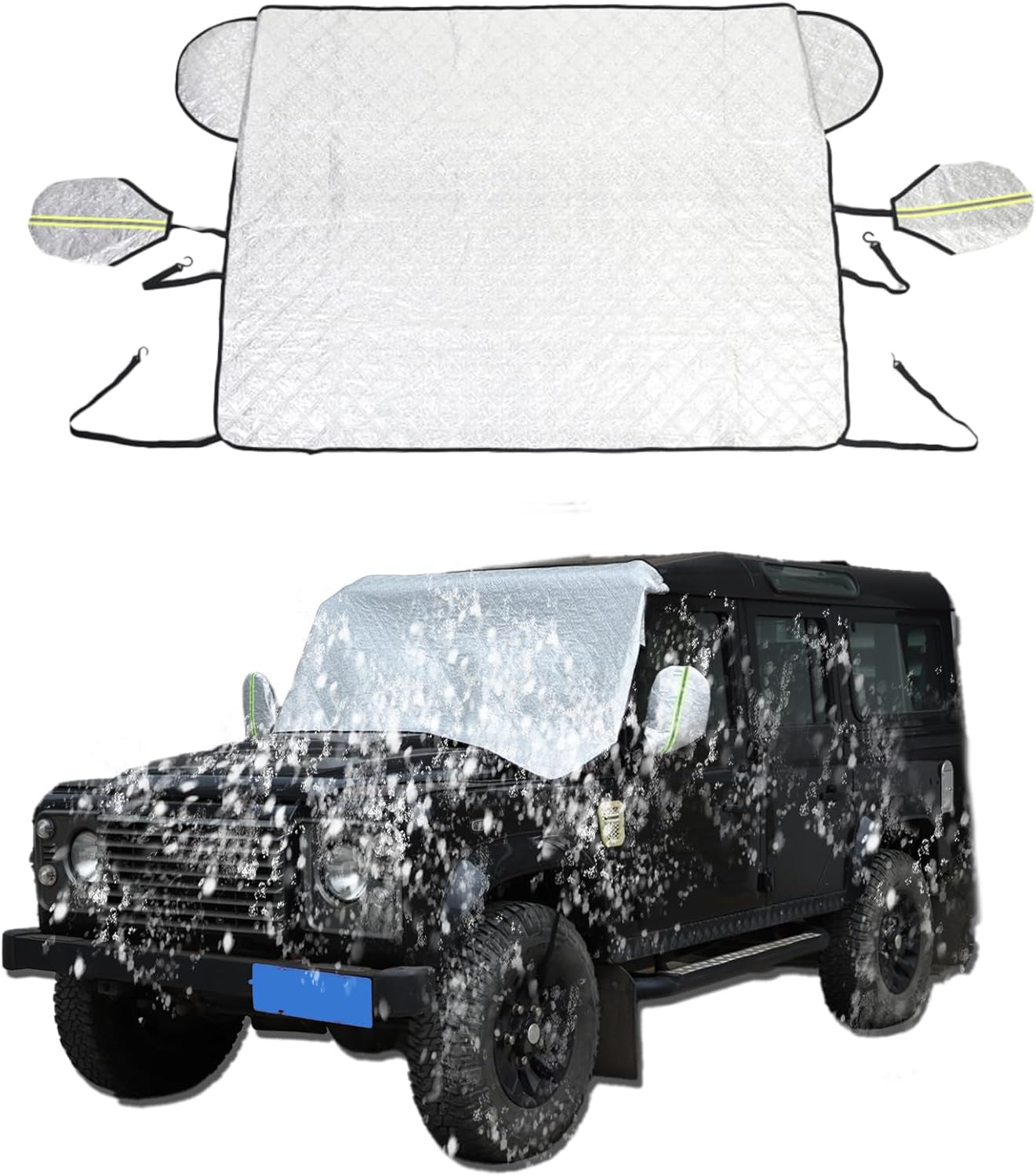 Car Windshield Snow Cover Compatible with Land Rover Defender 90 110 130 2004-2018 Frost Guard Windshield Cover Ice, Snow, Uv and Frost Resistant Wiper Protection Accessories