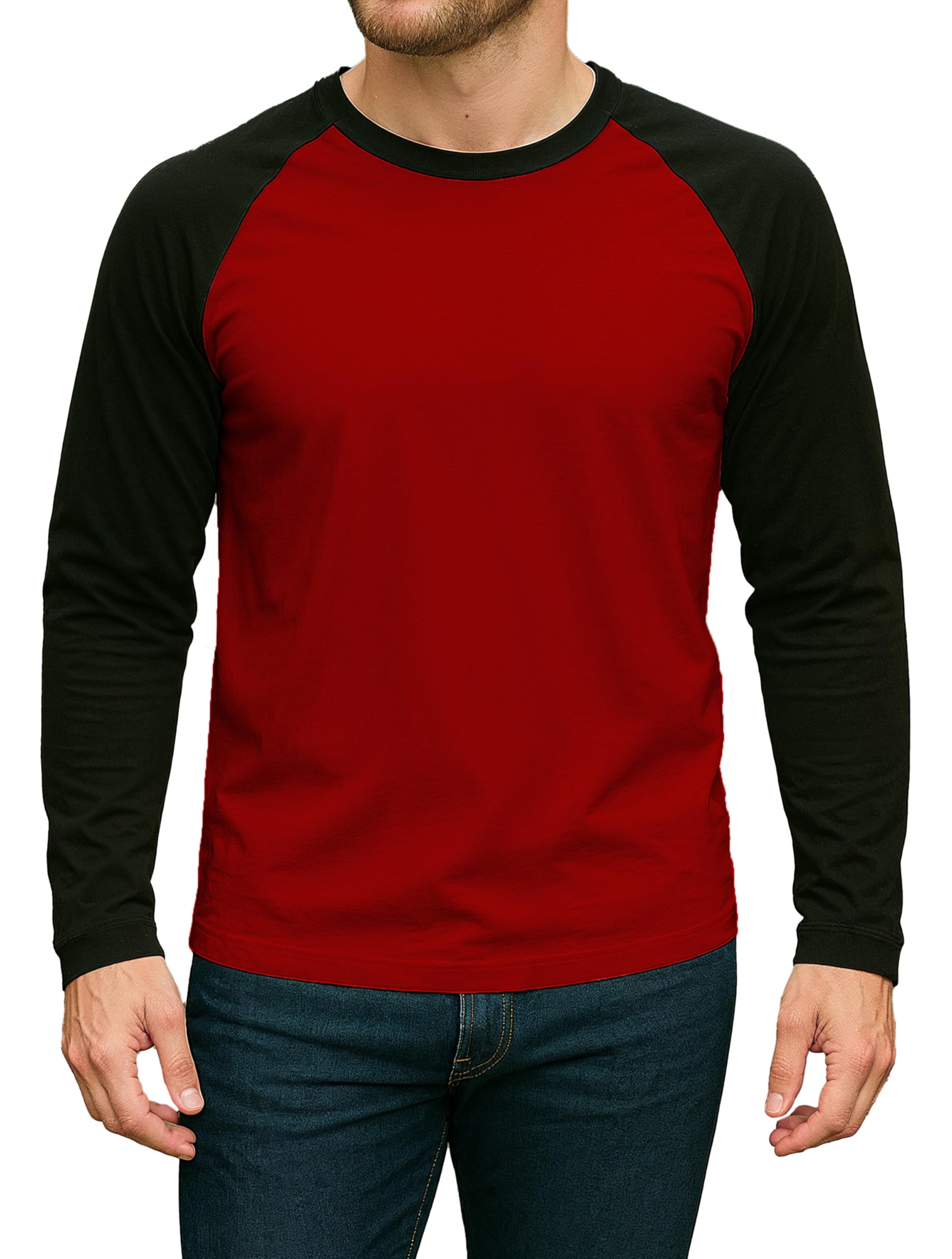 Baseball Raglan Shirt Men - Soft Sports Jersey Style Mens Long Sleeve tee Shirts
