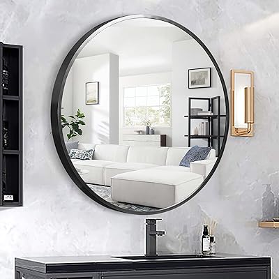 Black Circle Wall Mirror 30 Inch Round Wall Mirror For Entryways