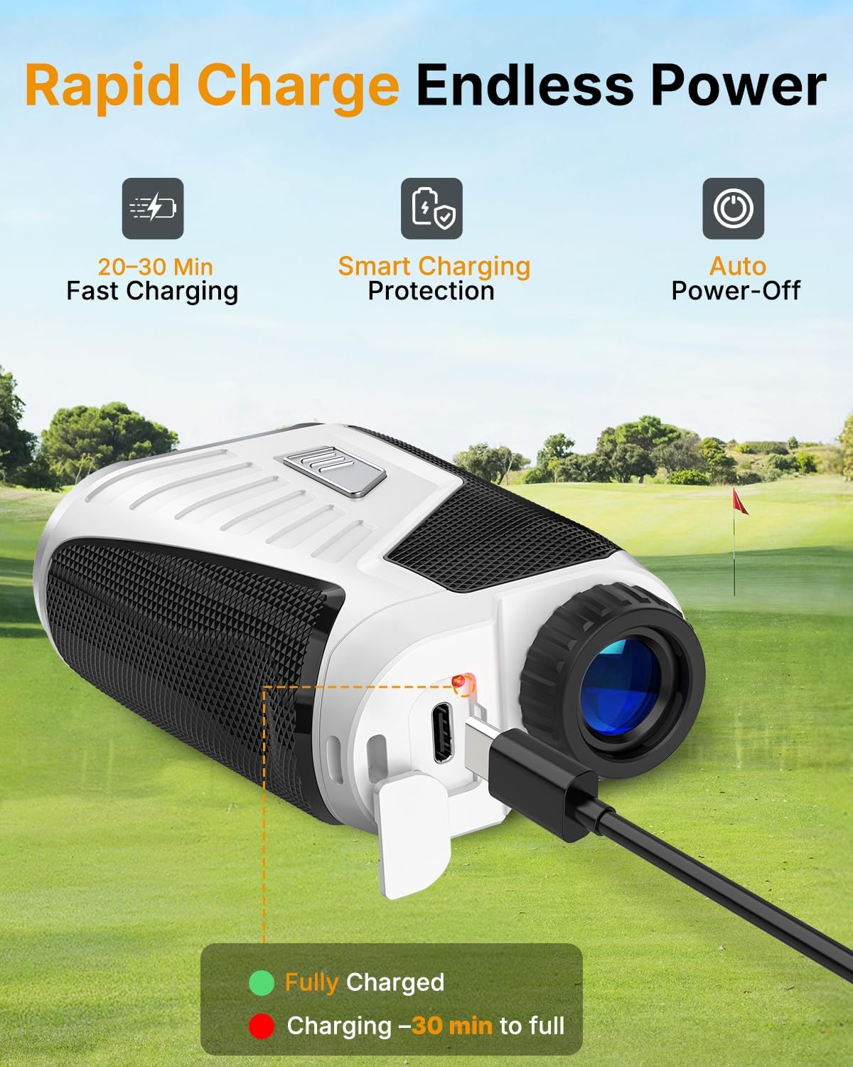 Golf Range Finder with Slope, 1200 Yards Range Finder Golf with Rechargeable Battery, Magnetic Strap, Flag Pole Locking Vibration, 6X Magnification