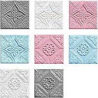 Vista 5 de ECYC Ltd 10 paneles de pared de espuma 3D autoadhesivos de 13.78 x 13.78 x 0.12 pulgadas, paneles de pared de flores 3D para despegar y pegar