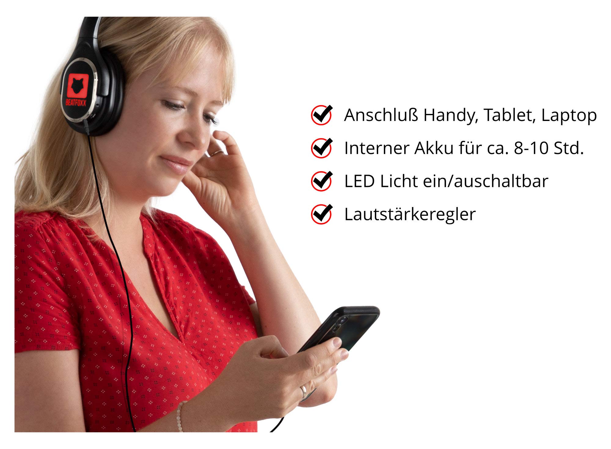 SDH-340 Silent Disco V2 Kopfhörer - Stereo Funk-Kopfhörer - Erweiterung von Silent Disco V2-Sets - Kanal LED-Beleuchtung - sehr hoher 10 Stunden Akkulaufzeit