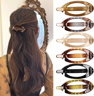 French Concord Hair Clips Claw - 6Pcs Side Slid Flat Hair Clips for Volume Strong Hold No Slip Grip Hair Claw Clips for Women Girls Thick Thin Hair (Tortoiseshell(Small,3.35 inches))