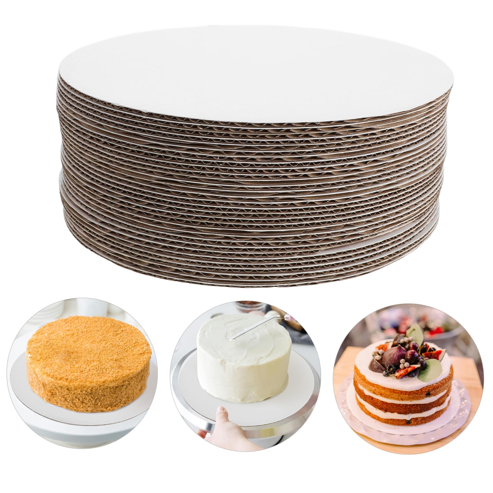 Amosfun Plateaux à Gâteaux Ronds Blancs en Papier, 30 Pièces, Support