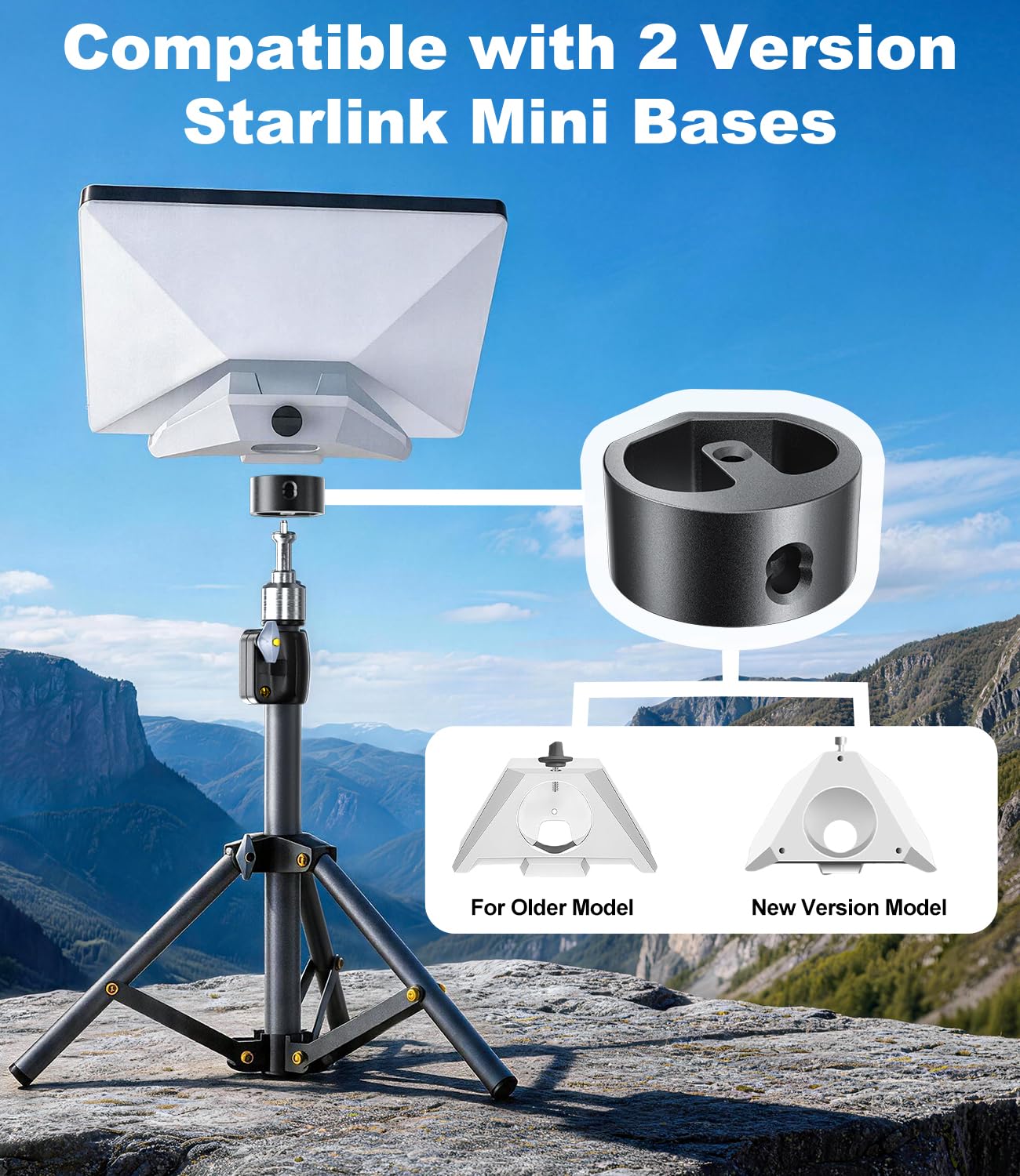 Für Starlink Mini Stativhalterung mit Adapter, verstellbarer Ständer für Starlink Mini Antenne, tragbares Montageset für Starlink Mini, Halterung für Starlink Mini Zubehör für Camping und Reisen