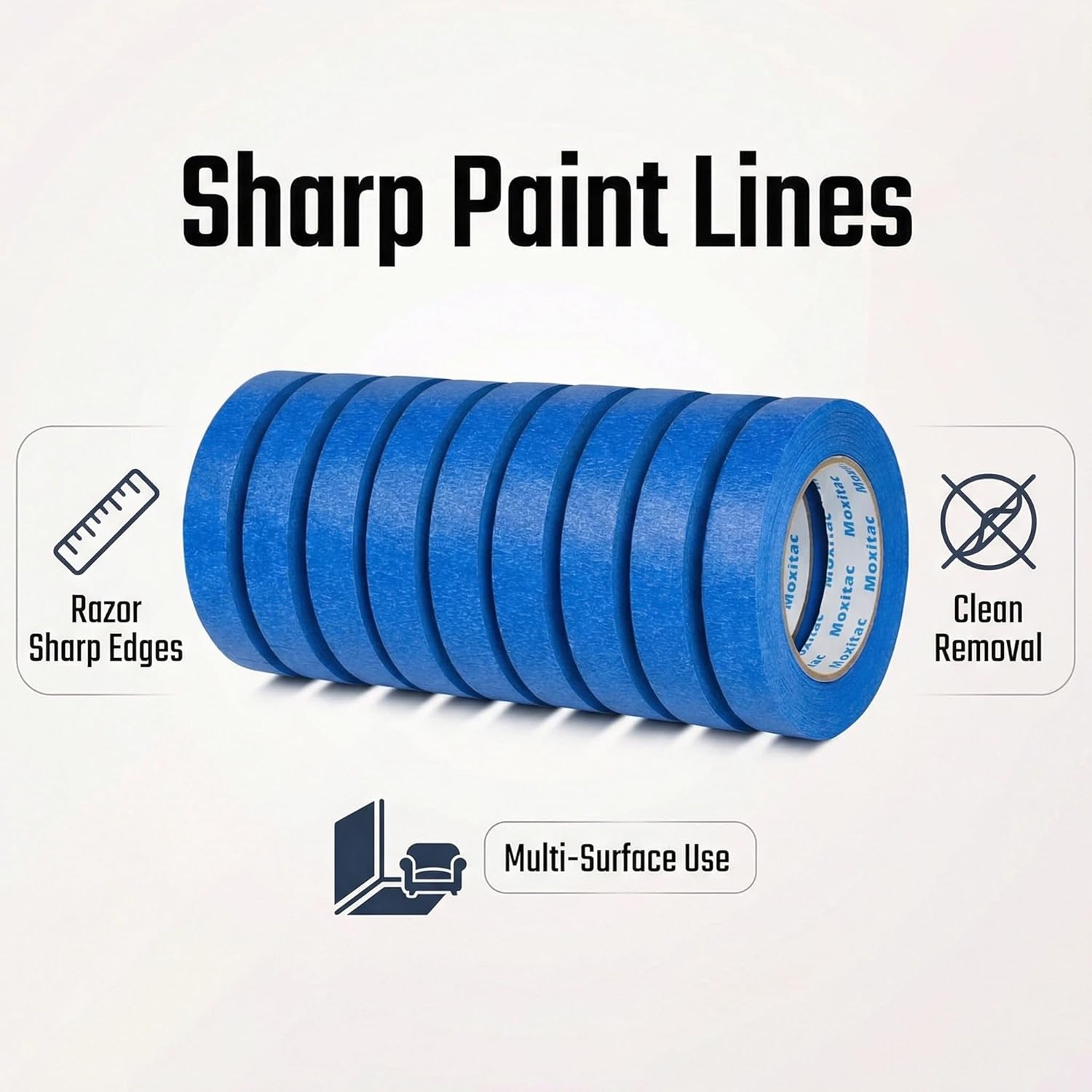 Blue Painters Tape 9 Rolls Bulk Pack 0.94 Inch x 60 Yards No Paint Bleed, Residue-Free Masking Tape for Professional Painting, Wall Application & DIY Crafts