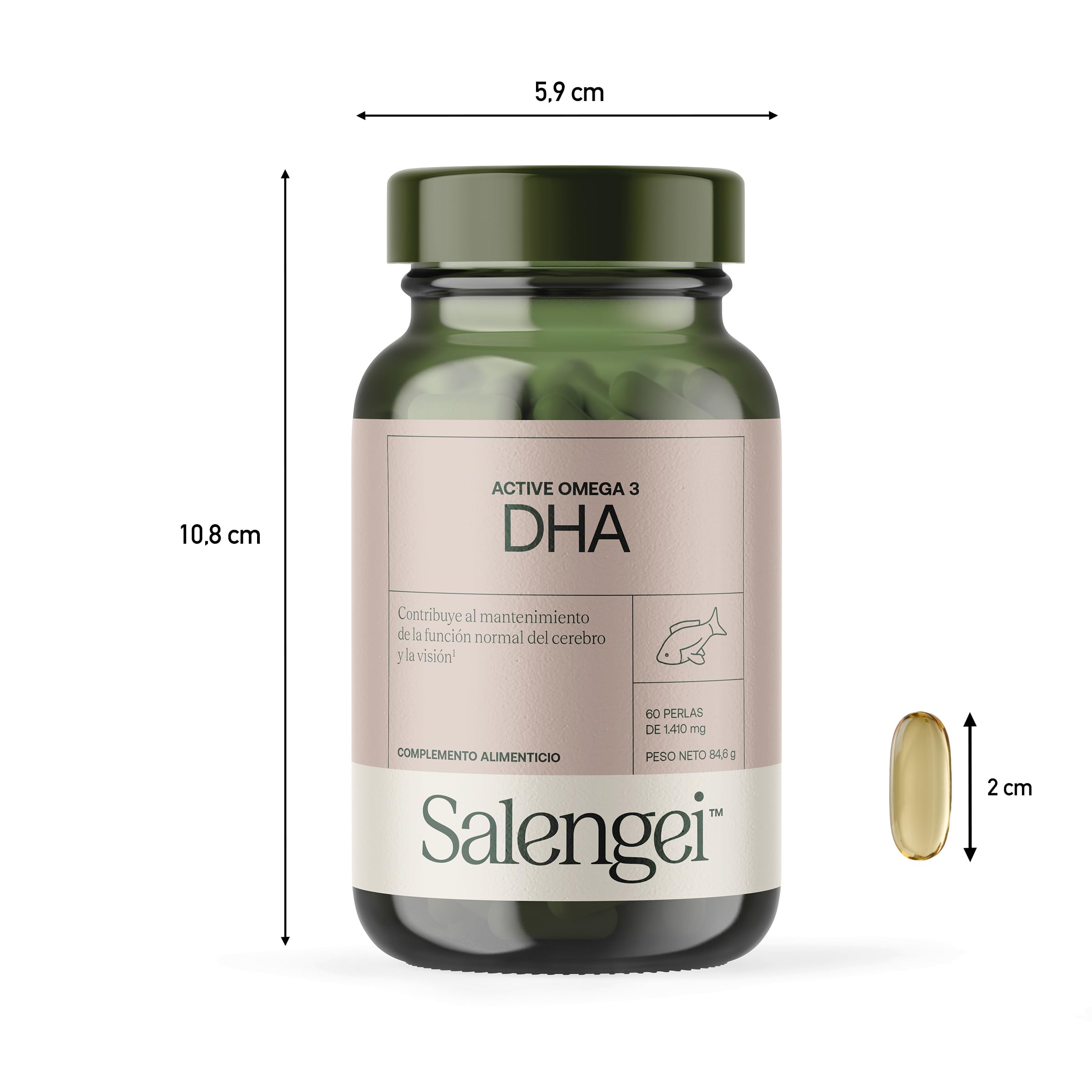 ACTIVE OMEGA-3 DHA – 760 mg DHA (Docosahexaensäure) | Unterstützt die normale Gehirnfunktion und das Sehvermögen | 60 Weichkapseln à 1400 mg |
