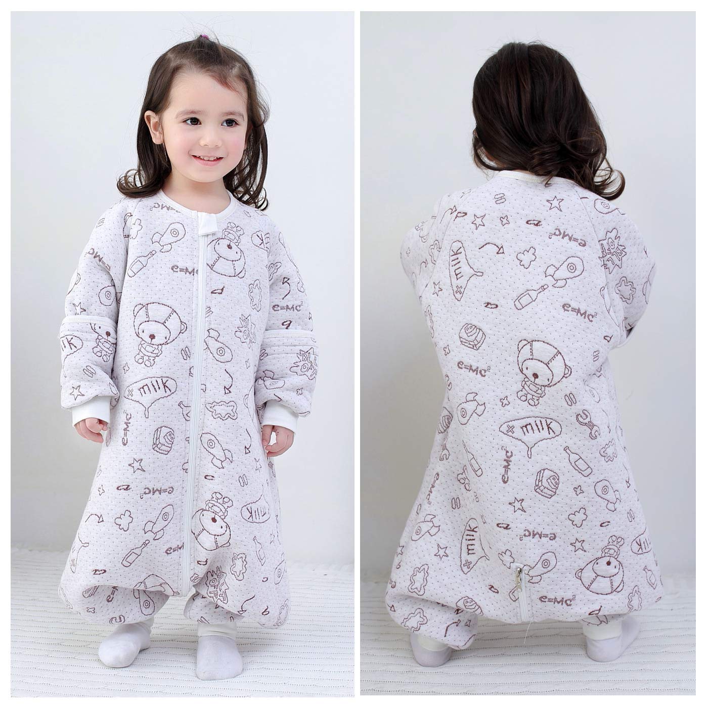 Happy Cherry - Mamelucos Enteros de Algodón para Bebé con Estampado Lindo Pijamas Transpible para Chicos con Estampado Lindo Caliente Invierno Otoño 1-2.5Tog - 3-5 Años
