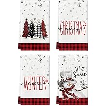 Artoid Mode Red Black Snowman Christmas Kitchen Towels Set of 4 18x26 Inch