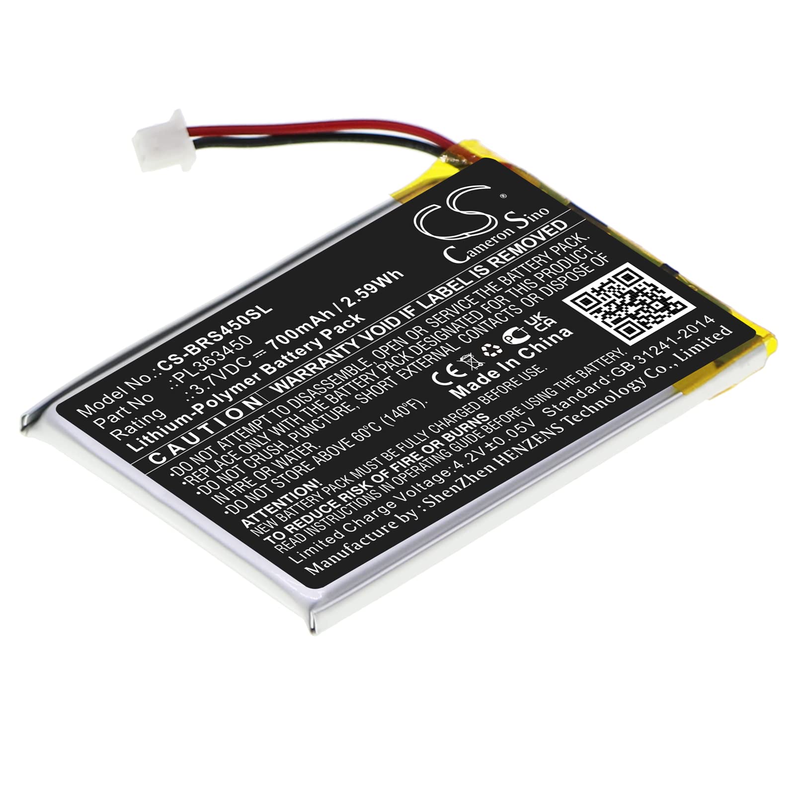 FYIOGXG Cameron Sino Battery for BlueParrott S450, S450-XT PN:BlueParrott PL363450 700mAh / 2.59Wh