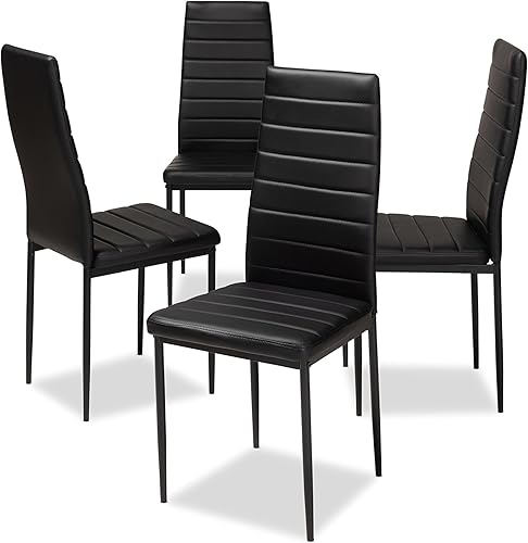 Baxton Studio Chatillon - Juego de 4 sillas de comedor, color negro