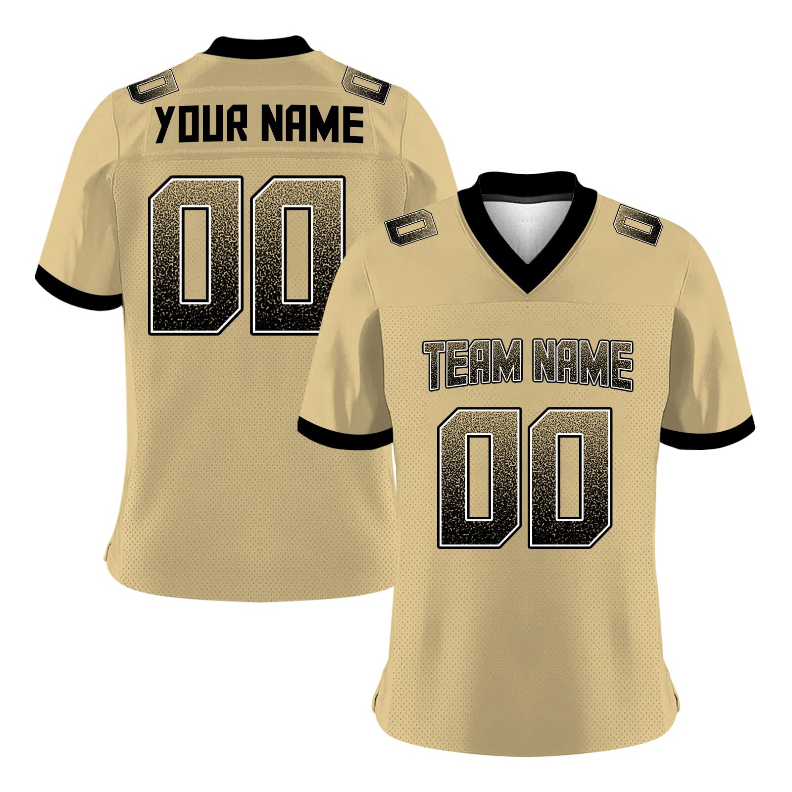Custom Football Jersey for Men Women Youth Mesh Plain Athletic Football Shirts Personalized Team Name Number Sports Fan Gift Beige-Black