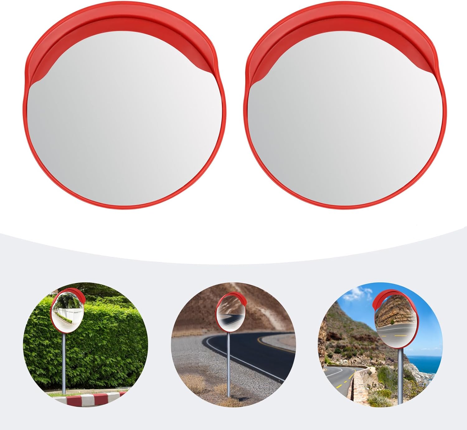 24" Security Mirror, 2 Pieces PC Convex Traffic Mirror for