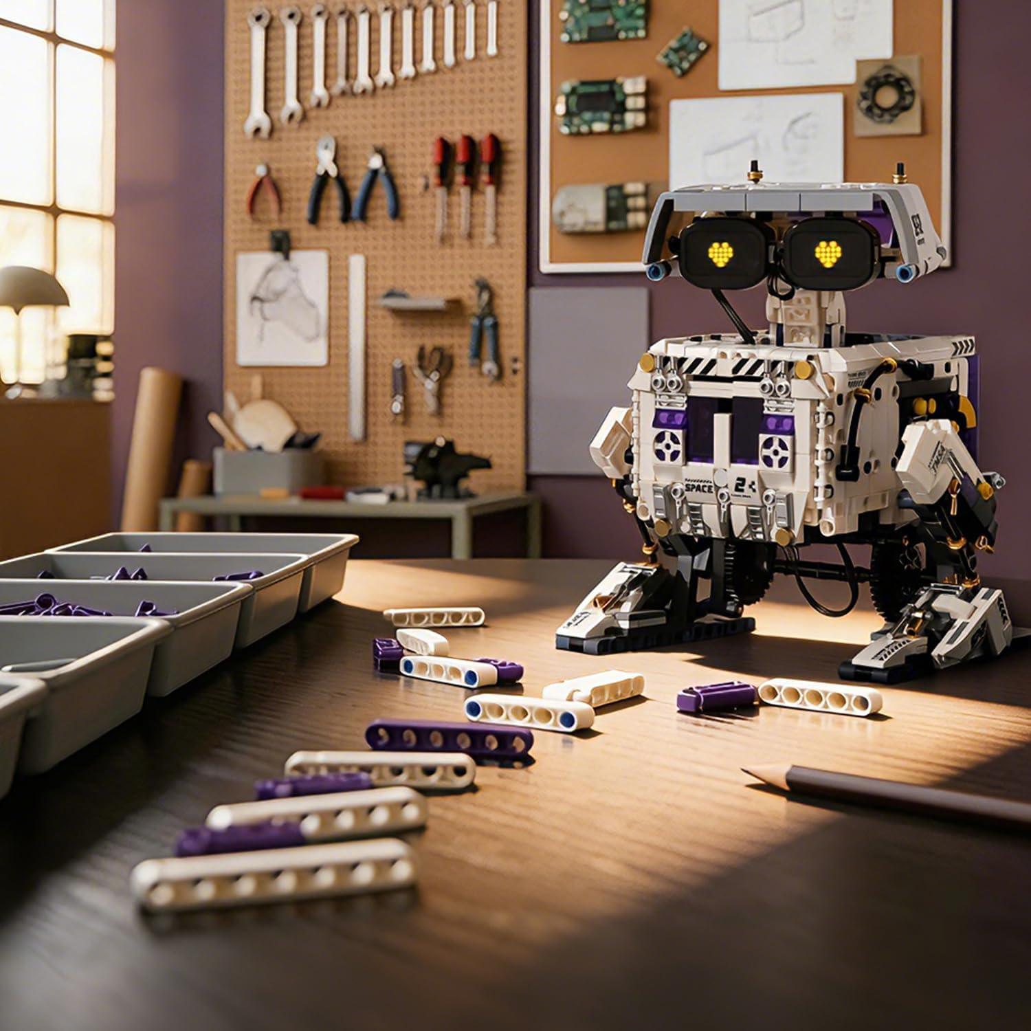 Programmable Biped Robot Building Blocks Set,1140 PCS Remote Control＆App STEM Robot Construction Kit with Movable Joints & Expression Modes,Coding Building Sets for Boys Ages 8-12