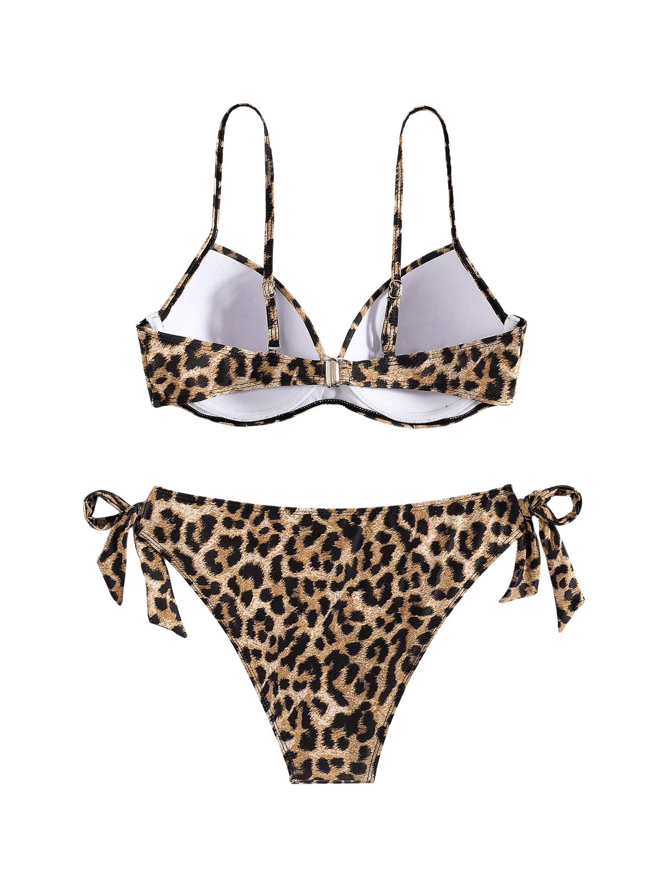 GORGLITTER Bikini Damen Set Push Up Mit Bügel Zweitiler Leoparden Bademode | Bikini Damen Set, Push Up Bikini Leopard, Bikini Push Up, 3/4 Bikini Oberteil, Badeanzug Für Strand