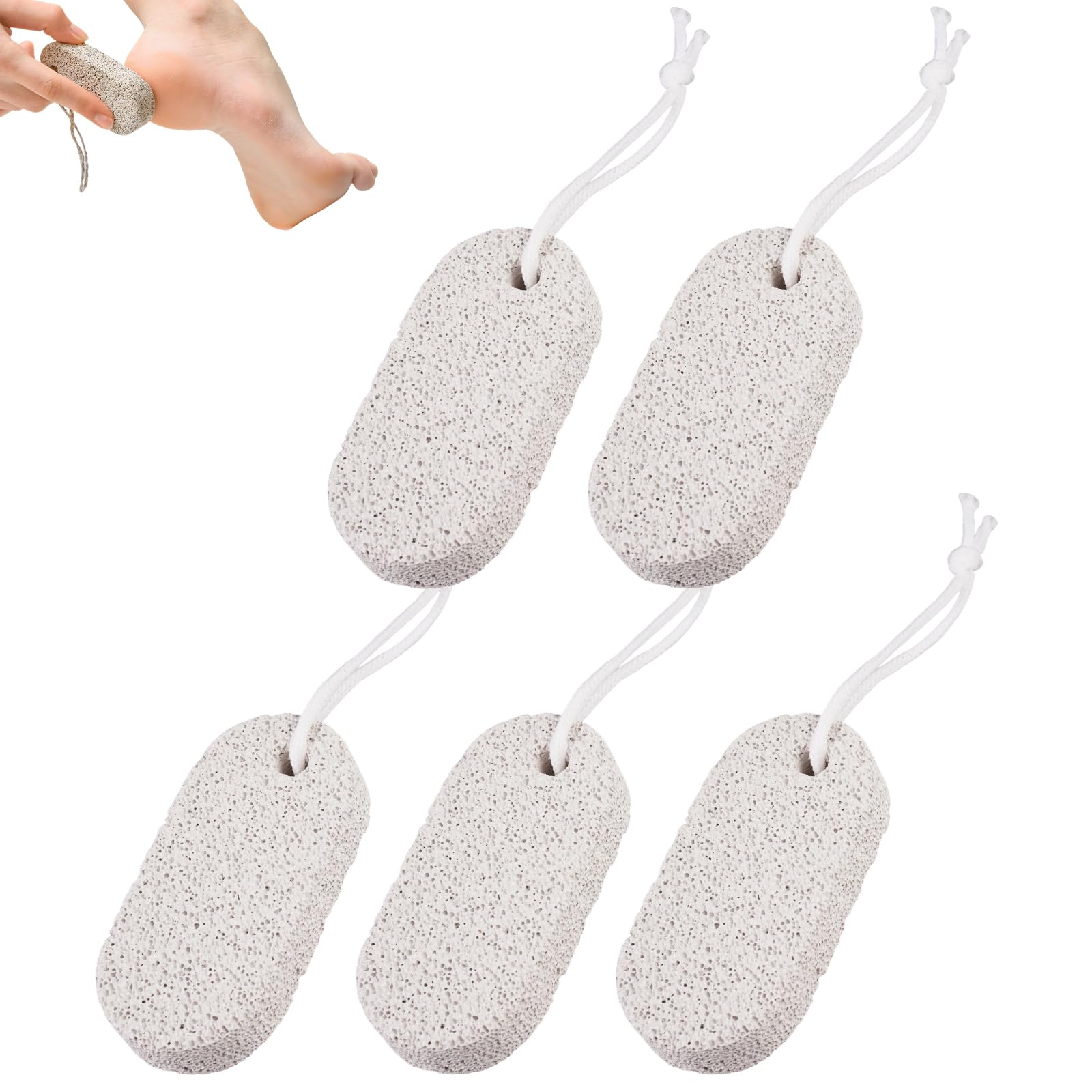 5 Piezas Piedra Pómez Natural para Pies 9 x 4.5 cm, Piedra Pomez para Pies, Color Gris, Herramientas de Pedicura de Lava Eliminar la Piel Muerta, Exfoliación Natural Lima Eliminar la Piel