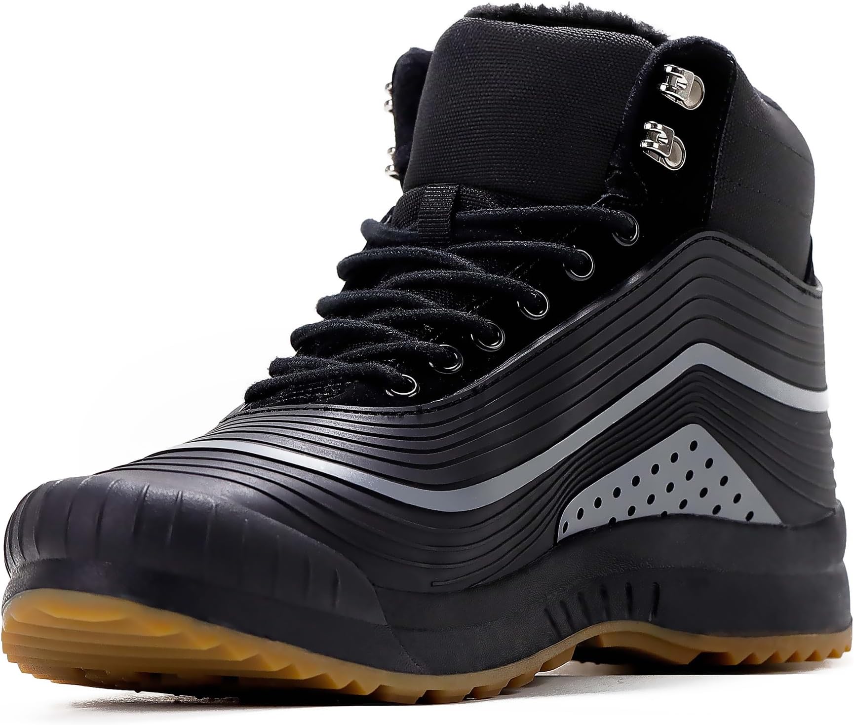 Winter Boots Men Waterproof Fur Lined Snow Boots Non Slip Warm Outdoor Winter Shoes