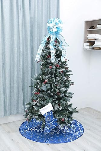 Miniatura 53 de Pie de árbol de Navidad FLASH WORLD, con estampado de nieve (color blanco, 36 pulgadas)