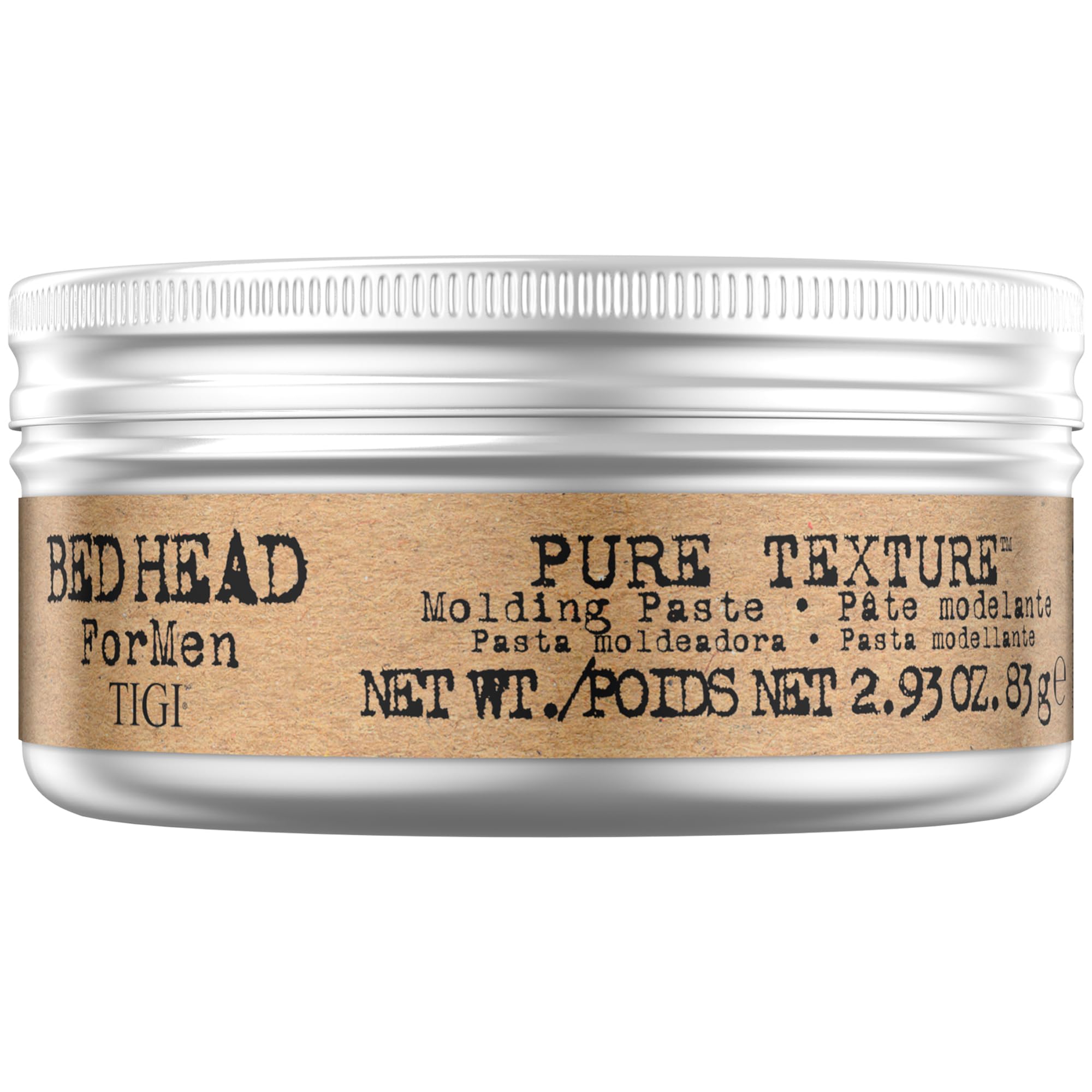 Bed Head for Men by TIGI Pure Texture Molding Paste, Hair Styling Paste for Short to Medium Length Hair, Firm Hold, Adds Texture & Definition, 83g