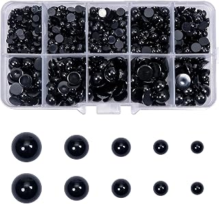 TOAOB 830pcs Round Black Plastic Doll Amigurumis Eyes 4mm 5mm 6mm 8mm 10mm Flatback Cabochon Button Craft Eyeball Beads for Stuffed Animals Crochet Crafts Making