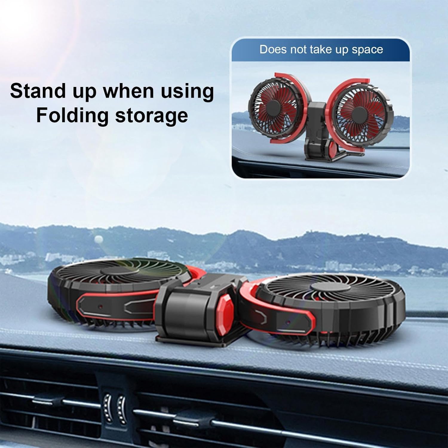 Vehicle Cooling Fan- 12V 24V Head Car Fan, 360° Adjustable Quiet Air Circulator | Portable Dashboard fanfor Car SUV RV