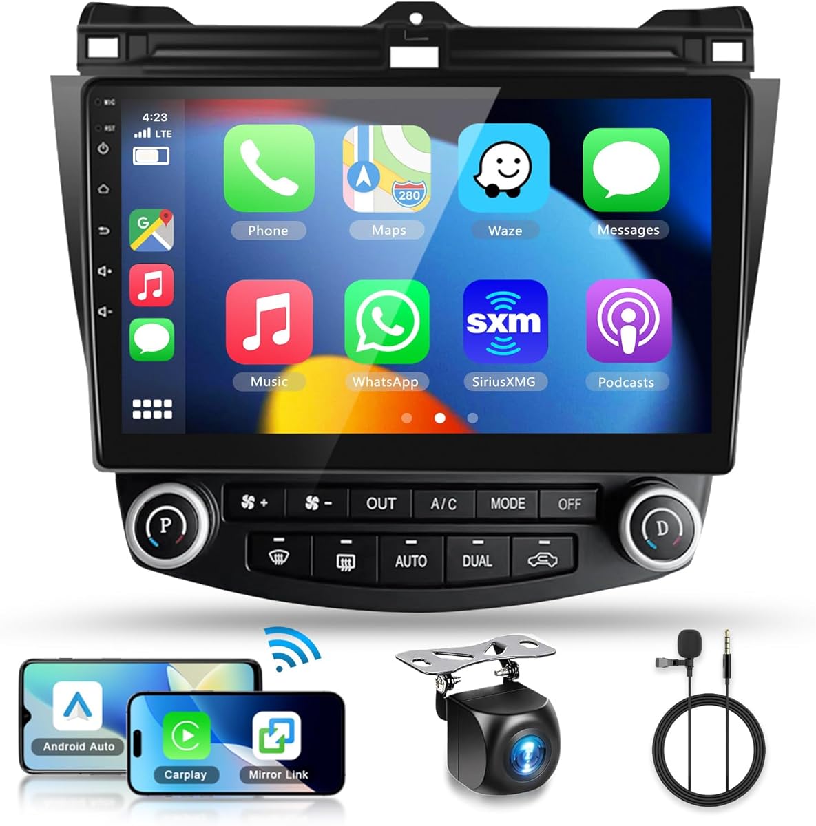 【5G WiFi 8Core 8G+128G】 for Honda Accord 7th 2003-2007 Android Car Stereo Wireless Carplay Android Auto,10.1“ QLED Touchscreen Radio HI-Res/DSP GPS Bluetooth 5.0 AM/FM SWC Backup Camera Android13
