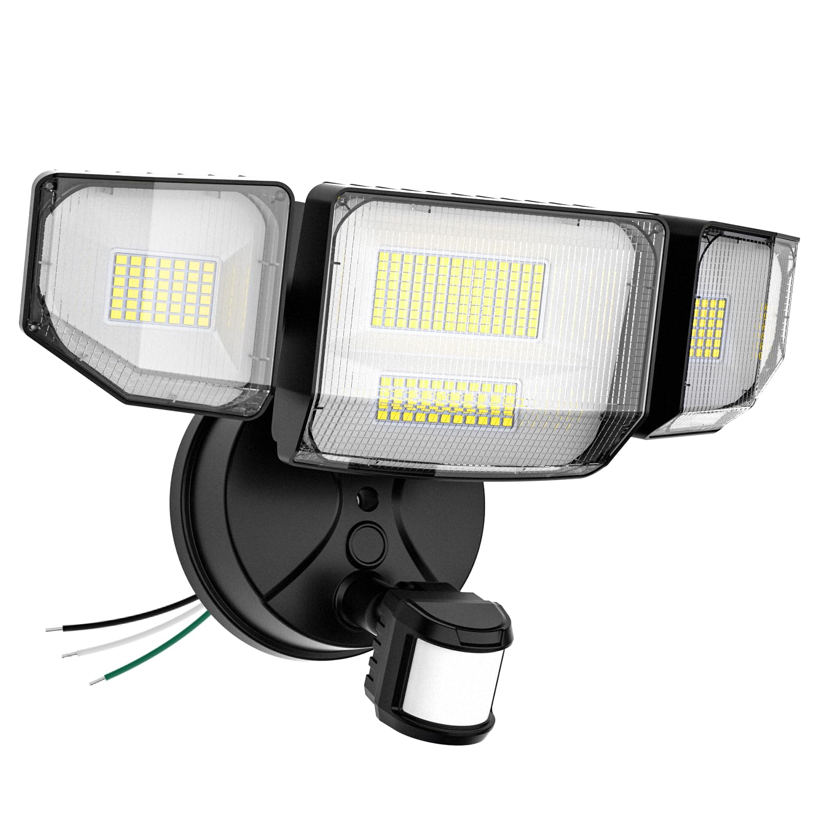 Abovizo Reflektory LED 150 W 16500 lm na zewnątrz, czujnik ruchu, światła bezpieczeństwa 6500 K, czujnik ruchu IP65, wodoodporny, reflektor od zmierzchu do świtu