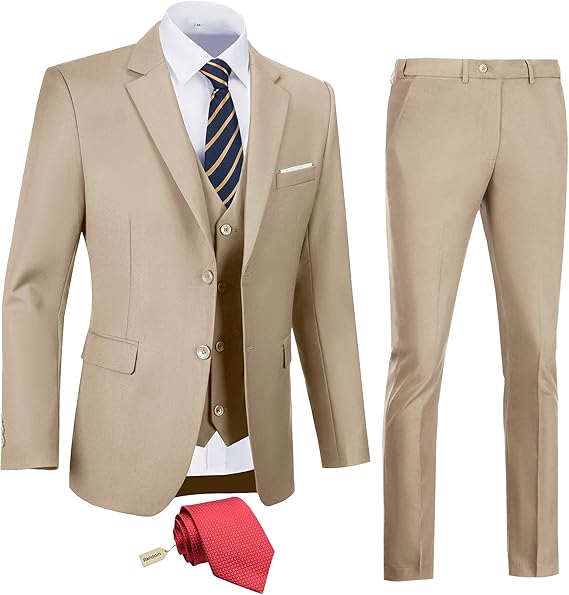 Men's slim fit 3 piece suit two button business wedding dress tux…