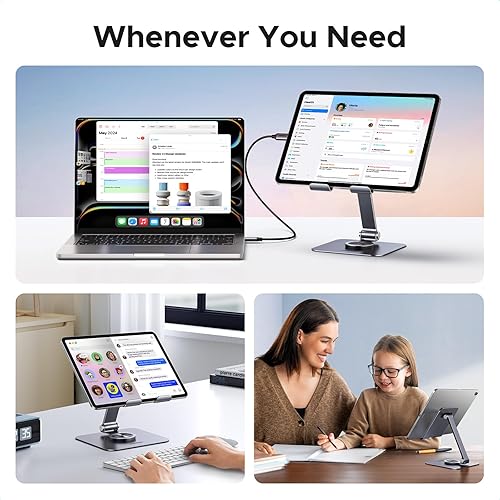 Miniatura 4 de UGREEN Soporte para tablet para escritorio, base giratoria de 360, soporte de tablet de aluminio, ajustable, multiángulo, accesorios de oficina en