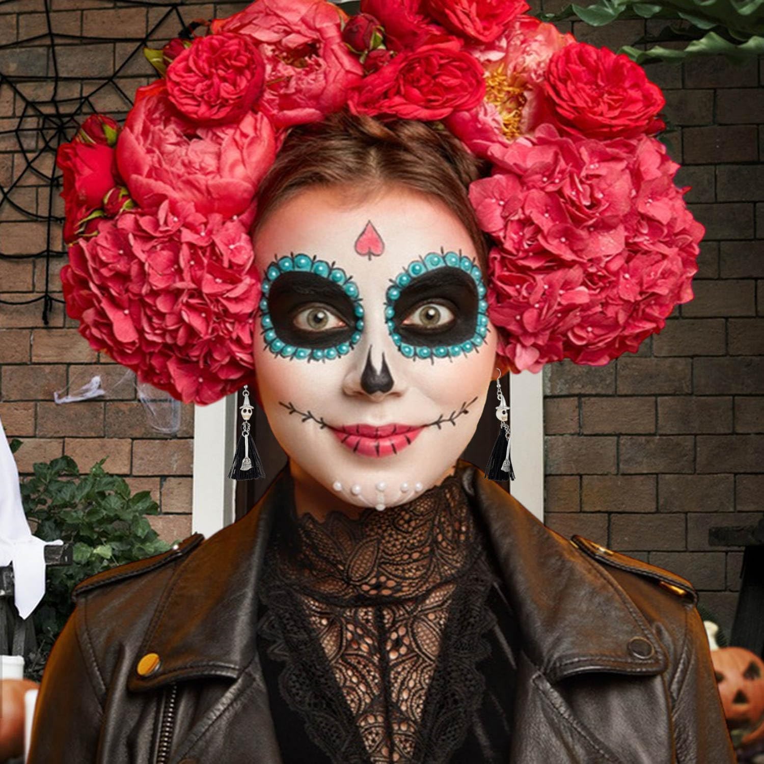 Witch Halloween Earrings Skull Skeleton Tassel Earrings for Women Girls, Witch Accessories Gothic Jewelry - Image 5