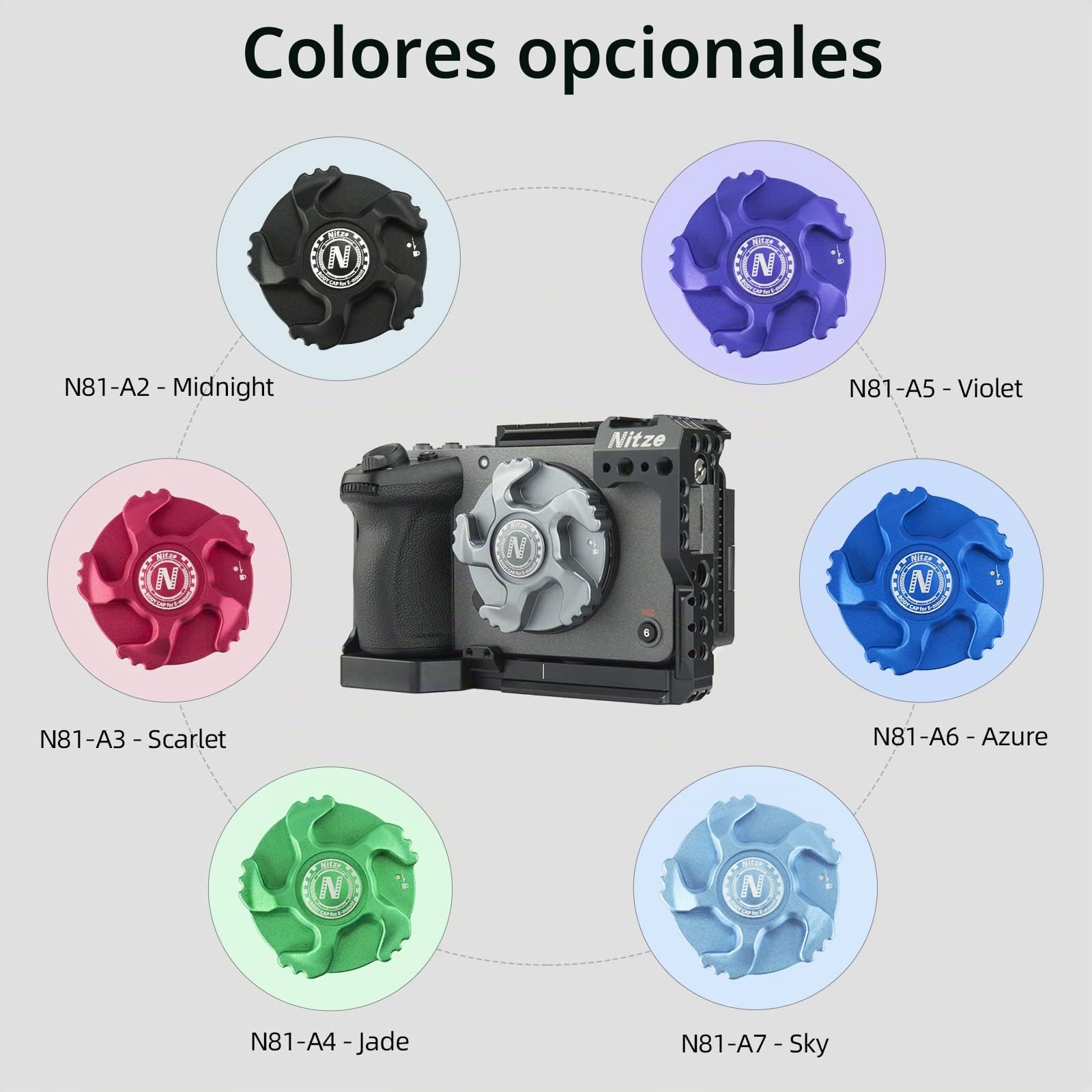 Nitze E Mount Body Cap Tapa de cámara de aleación de Aluminio para cámaras Sony FX3/FX30/A7C/A7IV/A7RIV/A7III/A7SIII /A6000/A6100/A6300/A6400/A6500 y Nex Series E Mount (Gris) - N81- A1