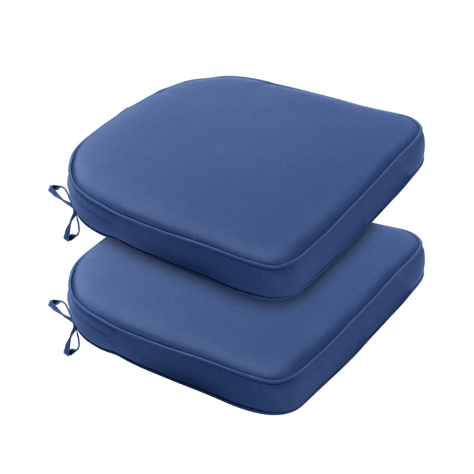 BPS 20 x 19 Inch Outdoor Chair Cushion Set of 2, Fade-Resistant and Water-Resistant Solution-Dyed Polyester Fabric Patio Chair Cushions with Straps