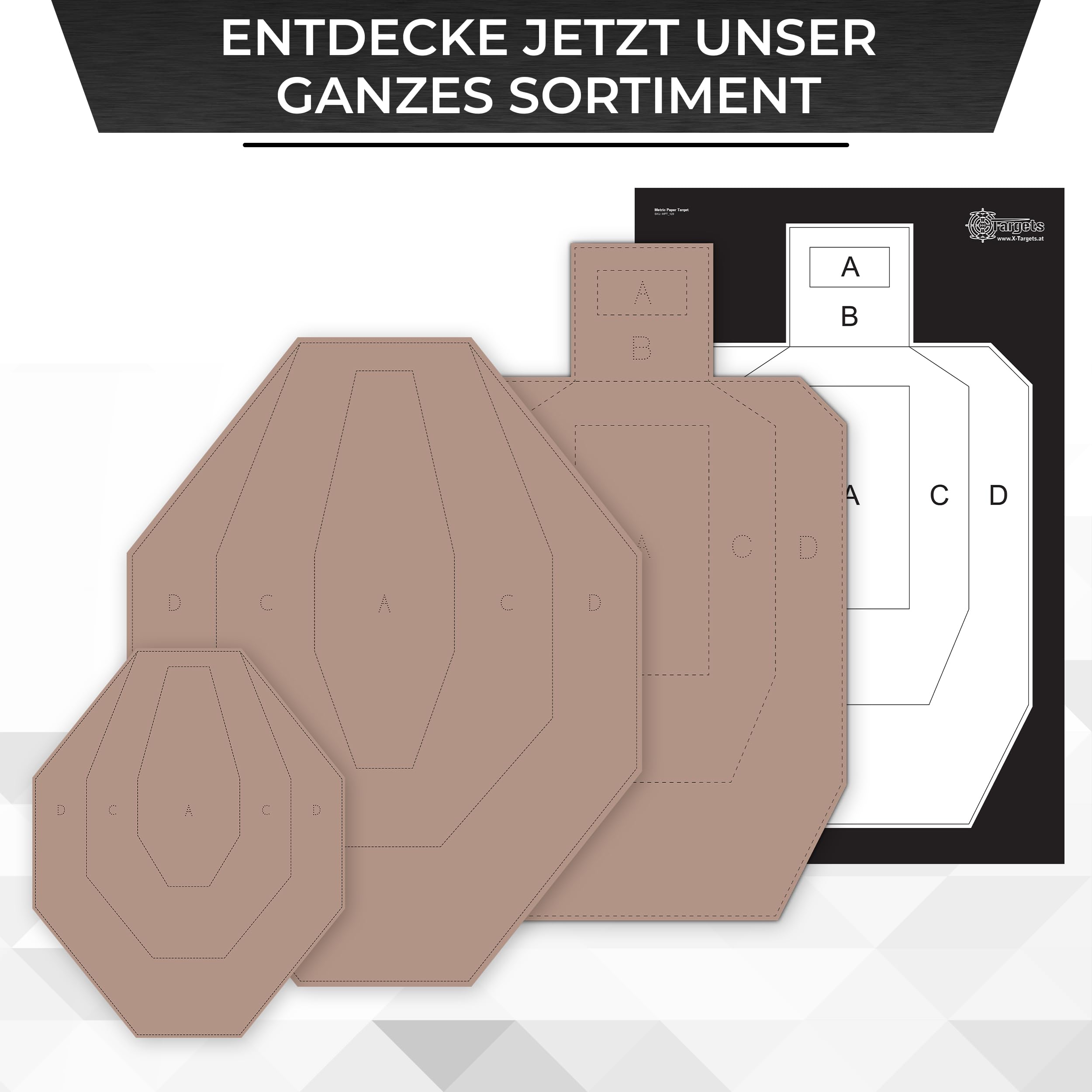 X-Targets USPSA/IPSC Metric Disque de compétition/carton ondulé Marron/Blanc Format 46 x 76 cm