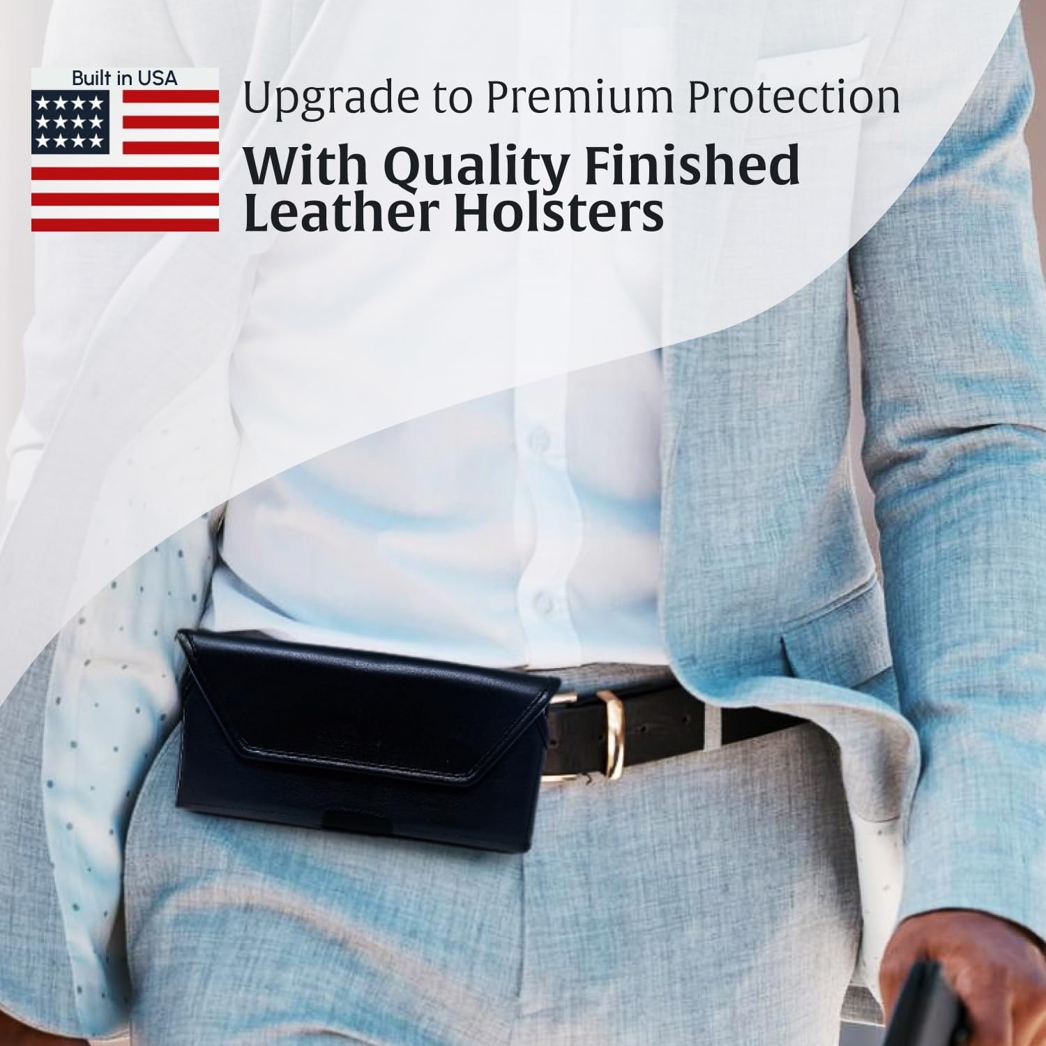 Turtleback Phone Belt Clip Designed for Galaxy S26 Plus, S25 Plus, S24+ to S20 Plus – Small - Belt Holder Fits Phones with Slim Style Cases, Black Leather Wrapped Clip, Belt Loops, Magnetic Closure