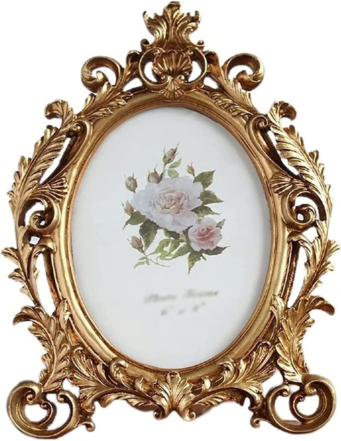 Cadre photo ovale doré style rétro baroque 8 pouces orné