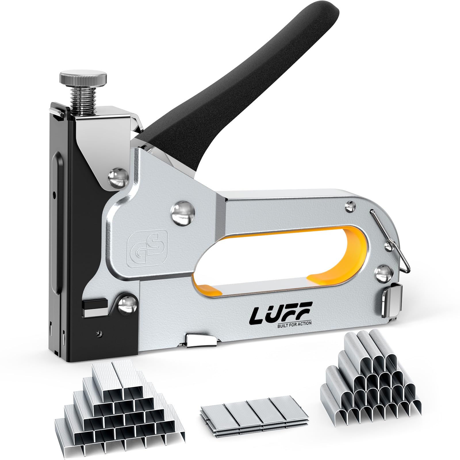 Photo 1 of Staple  - LuFF 3 in 1 Heavy Duty Stapler Gun with 3000 Staples for Upholstery, Manual Brad Nailer Power Adjustment Stapler Gun for Wood, Decoration, Crafts DIY
