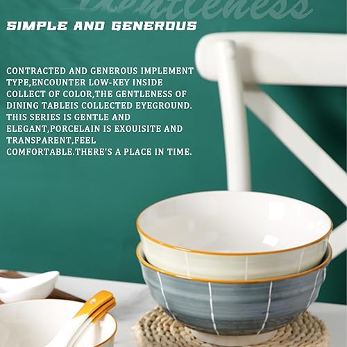 Miniatura 5 de Juego de 2 cuencos de sopa de 8 pulgadas, cuencos de sopa de porcelana, para cena, pasta, preparación, servir, ensalada, microondas y lavavajillas,