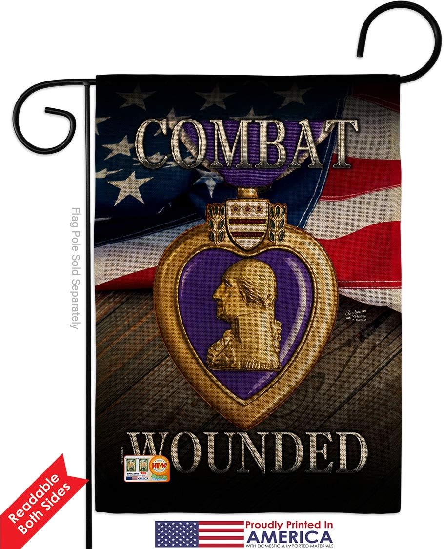 Purple Heart Combat Wounded Burlap Burlap Garden Flags Pack Armed Forces Military Service All Branches Support Honor United State American Veteran Official Our Troops Gift Yard House 13 X 18.5