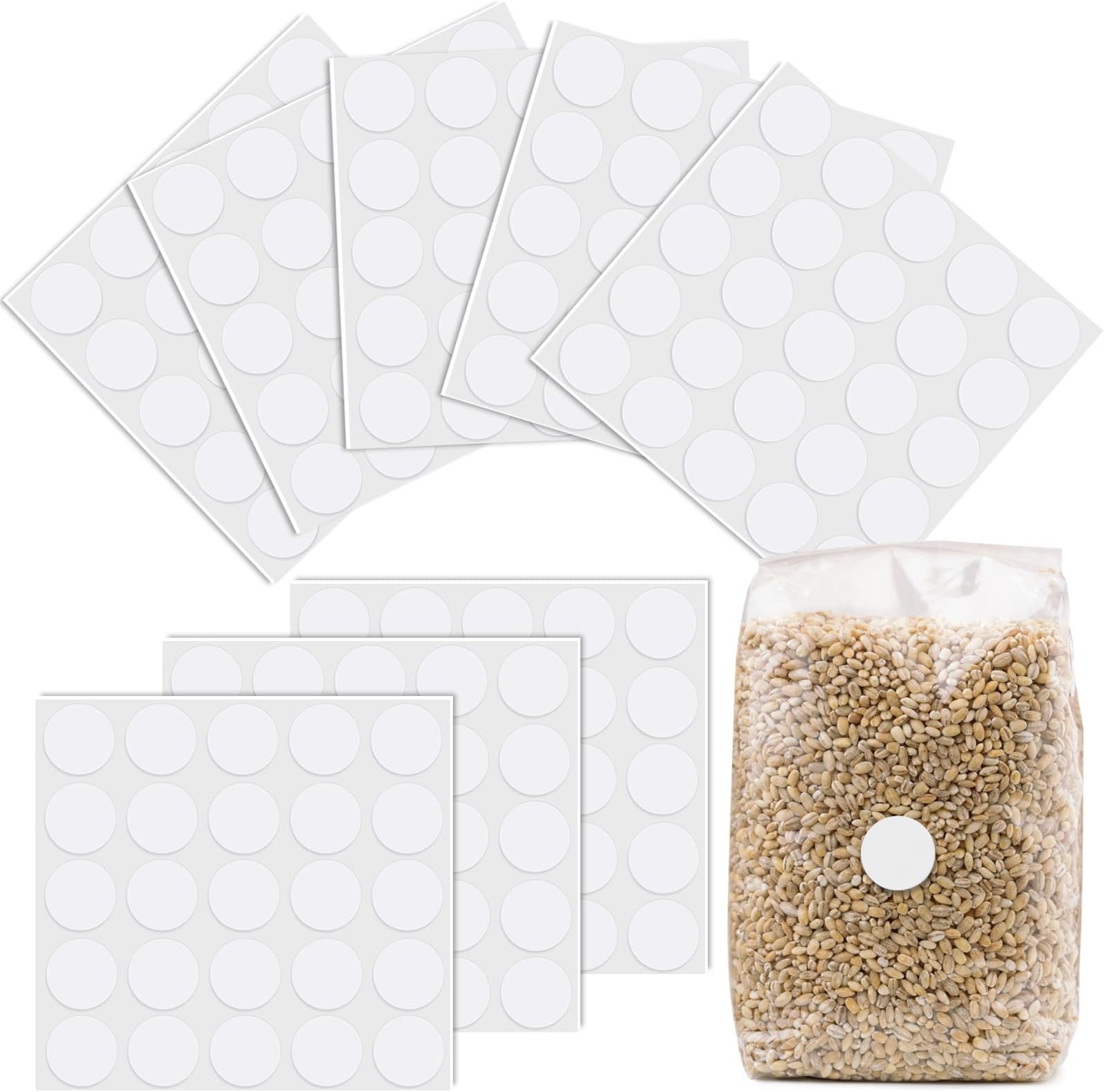 Droutti 200 Pcs 0.8 Inch Self Healing Injection Ports Rubber White Injection Ports with Sticky Backing Self Adhesive Injection Port Stickers for Mushroom Seed Bag Plant Grow Bags Culture Jar Lids