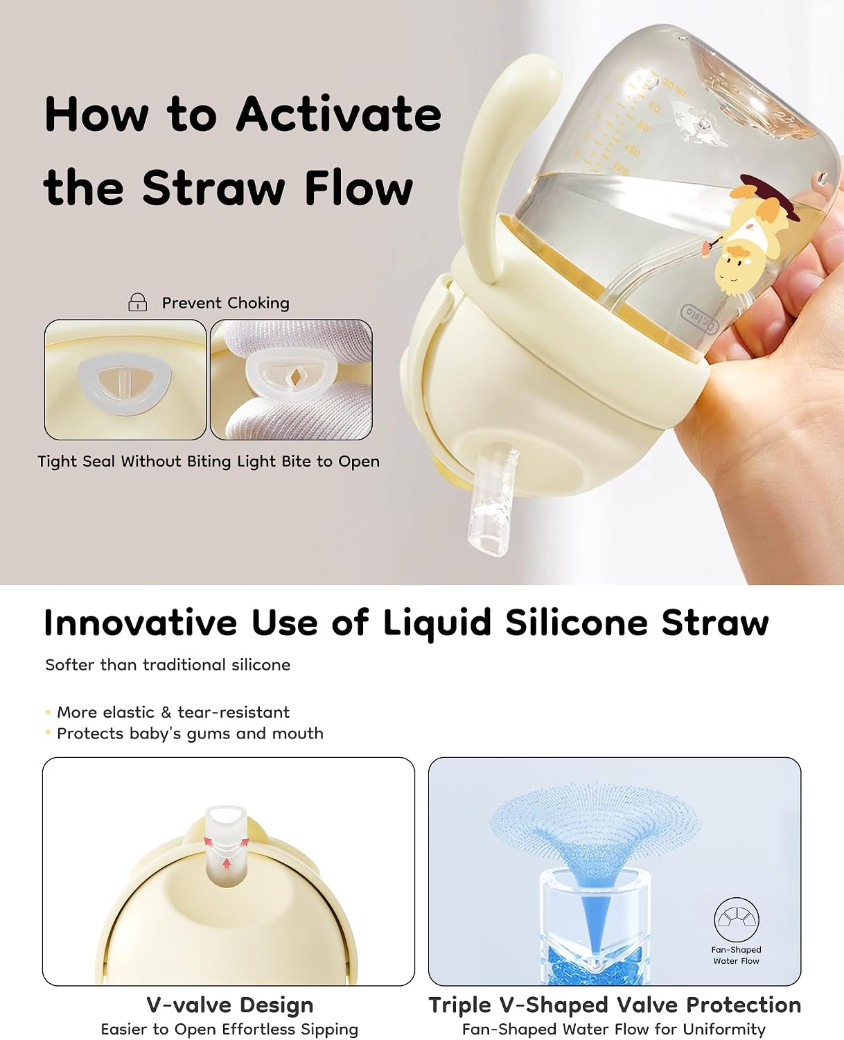 Dr.isla PPSU Weighted Straw Training Cup for 6+ Month Old- 2 in 1 Spout & Sippy Cups Toddlers 1-3, Spill Proof Transition Bottle Weaning, Dual Lids 8oz,Yellow