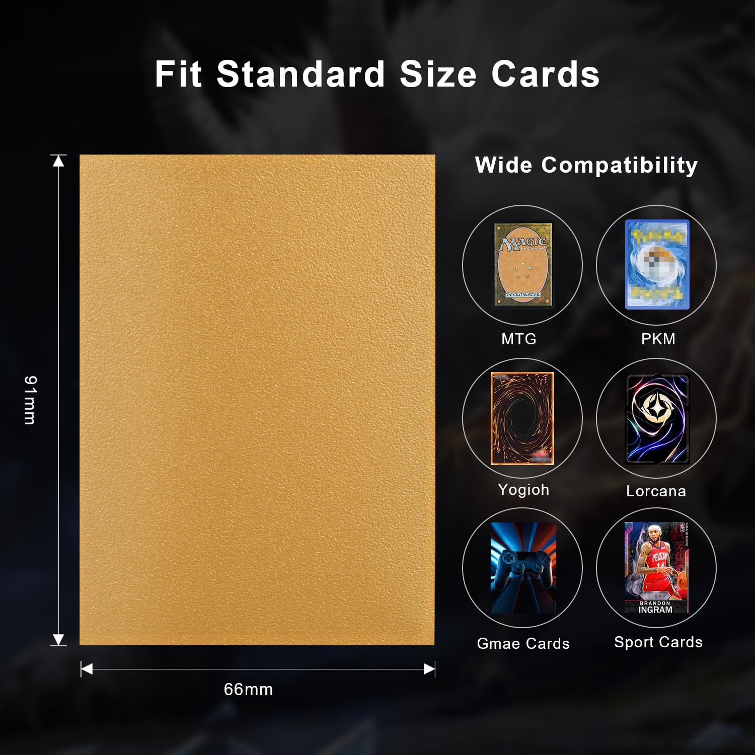 100ct Gold Card Sleeves, Metallic Luster Matte Textured Back