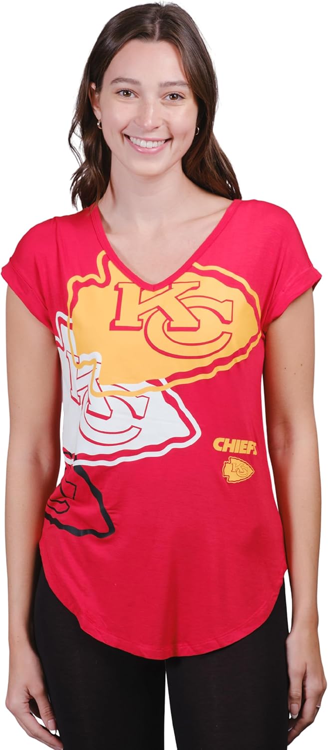 Ultra Game Women’s NFL Official Super Soft Modal Vintage V-Neck T-Shirt