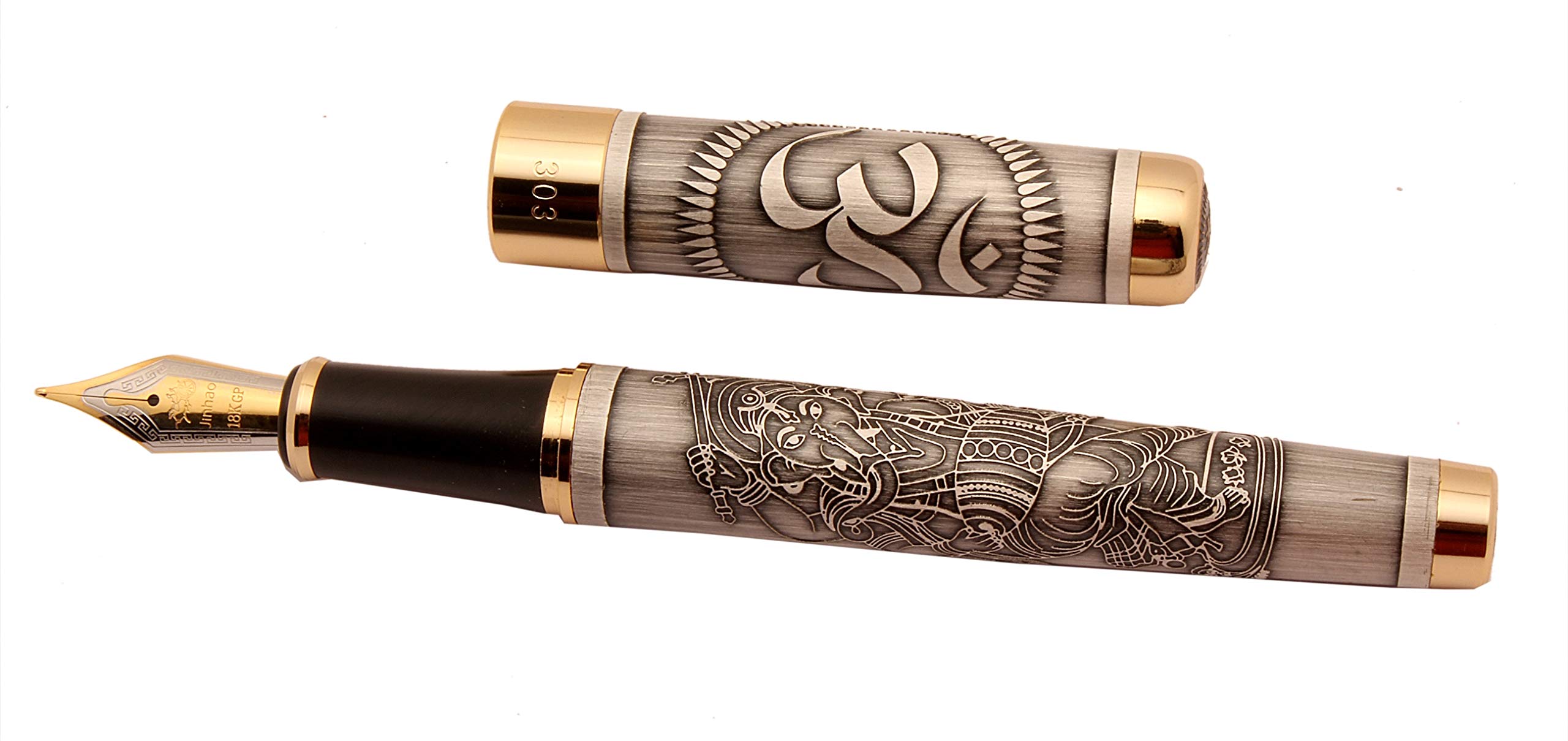 Ledos Jinhao Exclusive Lord Ganesh & Om Special Edition Fountain Pen Grey & Gold