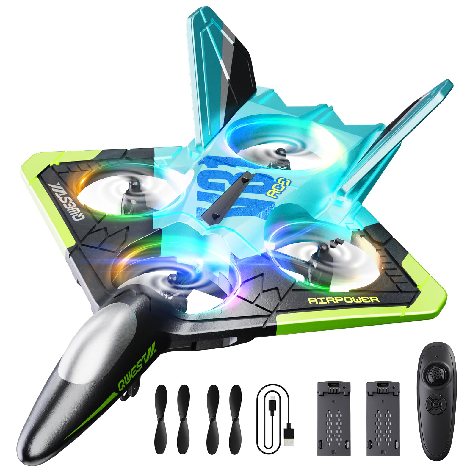 4DRC V31 Foam RC Planes Remote Control Airplanes for Kids Adults 8-16, Remote Control Planes Fighter Jet with Light, 360° Flip Fighter Jet Toy, Gravity Sensing, Stunt Roll, Gifts for Kids Boys