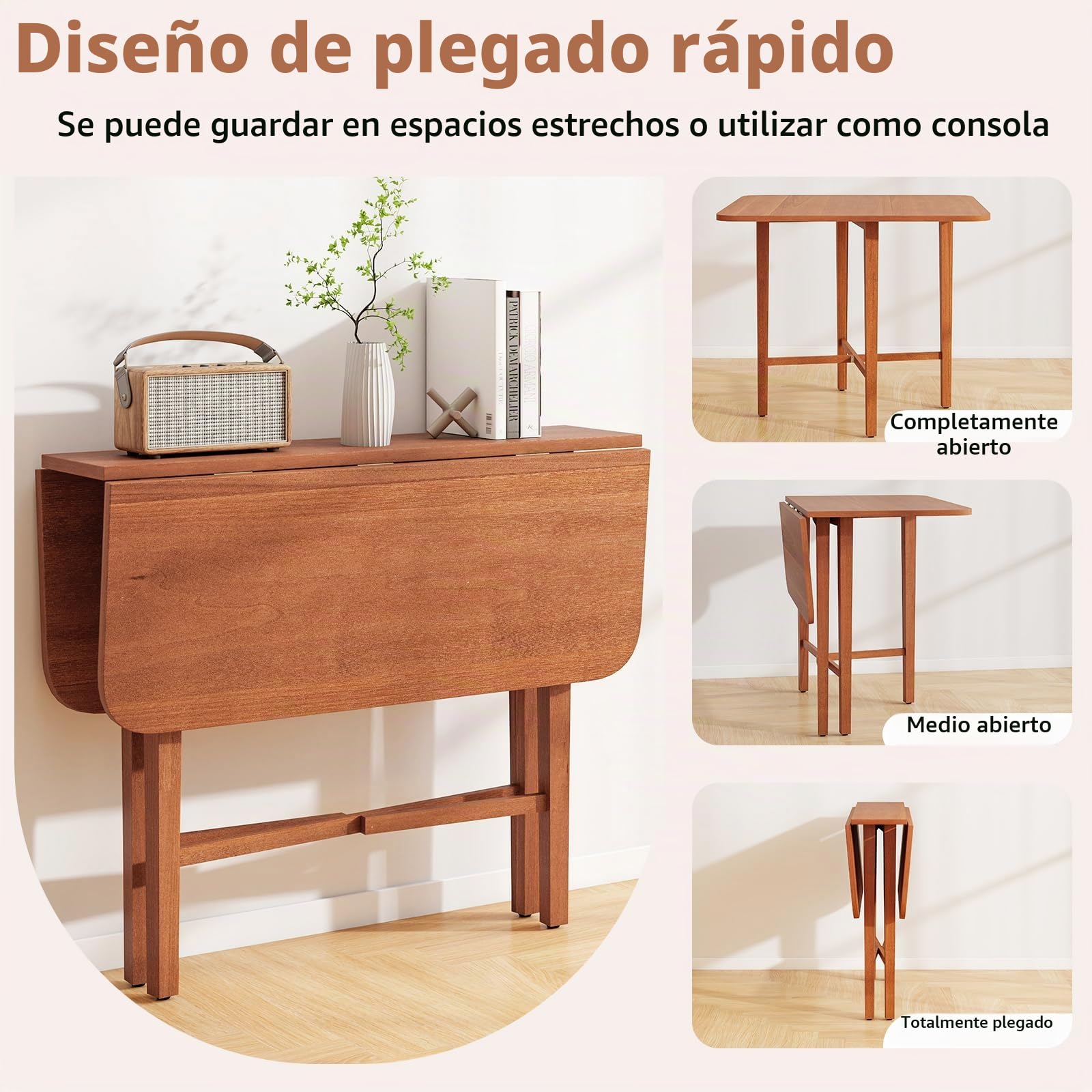 LIFEZEAL Mesa de Comedor Plegable de Madera con Diseño Compacto