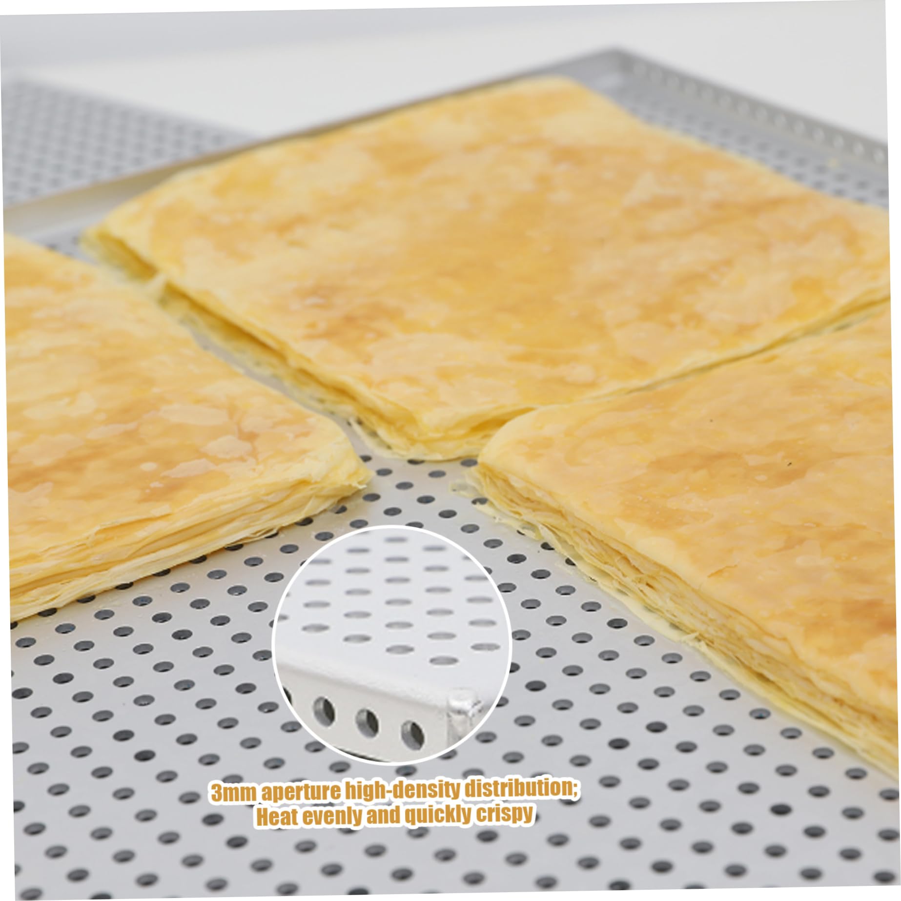 Hojas de hojaldre para Hornear 2 unids/Set Bandeja para Hornear Perforada de aleación de Aluminio de Grado alimenticio Bandeja milhojas Antiadherente Multiusos para Postre de Carne, espe