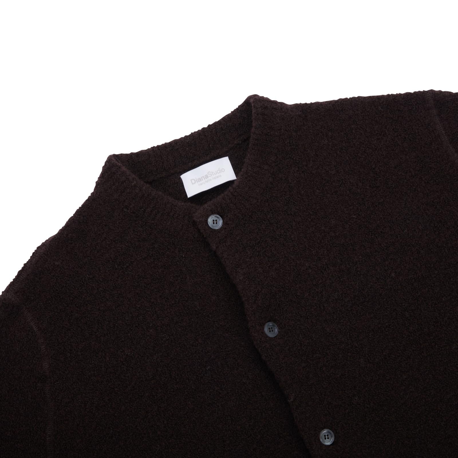 Diana Studio - Cardigan in Maglia in Lana Merino, Effetto Bouclè, Uomo, Casual Fit